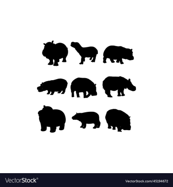 hippo animal set icon design hippo animal set icon design