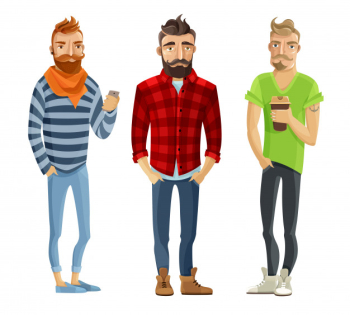 Hipster cartoon people set Hipster cartoon people set