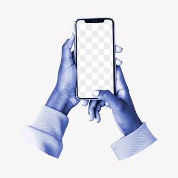 Holding smartphone png blue mockup, | Free PNG - rawpixel