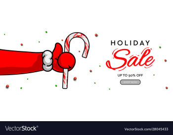 holiday sale horizontal banner santas claus hand