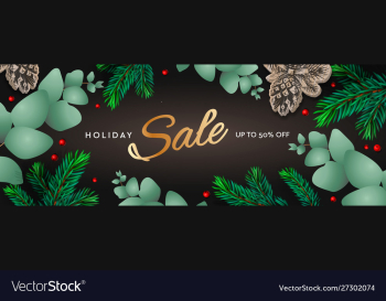Holiday sale horizontal poster christmas template vector image Holiday sale horizontal poster christmas template vector image
