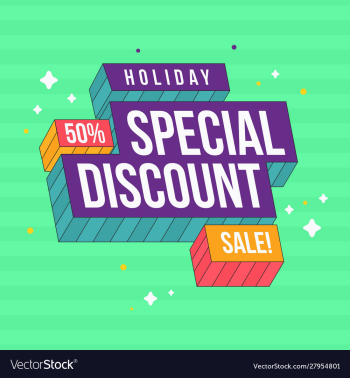 Holiday special discount for business green vector image Holiday special discount for business green vector image