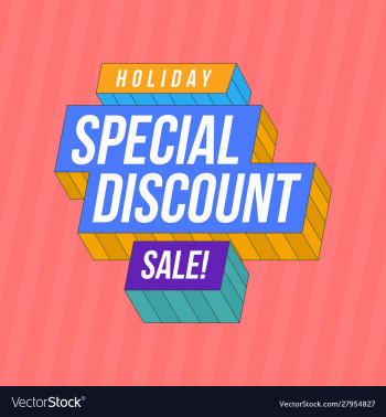 Holiday special discount for business pink vector image Holiday special discount for business pink vector image