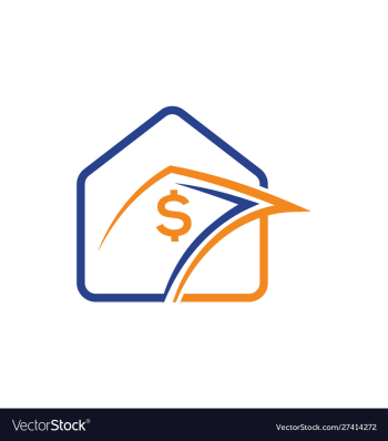 Home logo design with money icon sign and symbol vector image