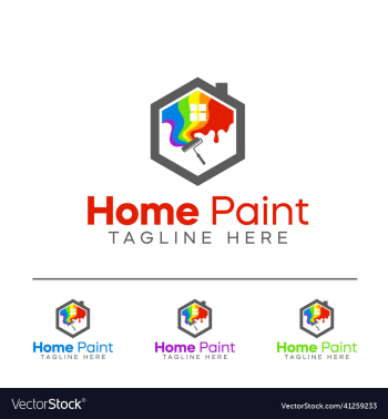 home paint hexagon logo renovation logo