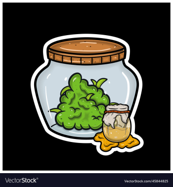 honey flavor with cartoon mascot of weed bud