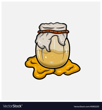 honey on jar cartoon with simple gradient and