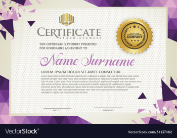 horizontal certificate template with triangle