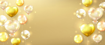 Horizontal gold banner decorated with glossy golden balloons Free Vector Horizontal gold banner decorated with glossy golden balloons Free Vector