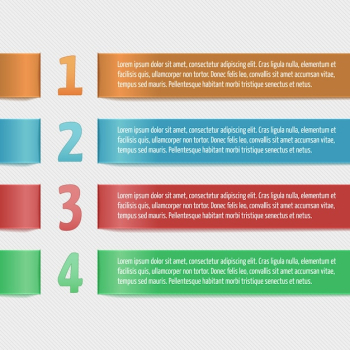 Horizontal ribbons with numbers. Modern design template for business infographic. Template for banners, cards, paper designs, website layouts, presentations etc. Vector eps10.