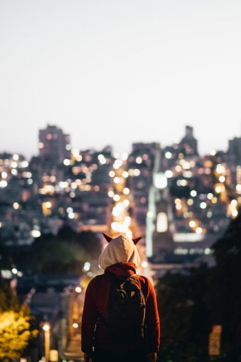 Horned Hood Watches Over City Horned Hood Watches Over City