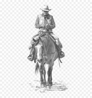 Horse American frontier Cowboy Drawing - Rider Horse American frontier Cowboy Drawing - Rider