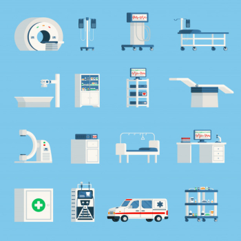 Hospital equipment orthogonal flat icons Free Vector Hospital equipment orthogonal flat icons Free Vector