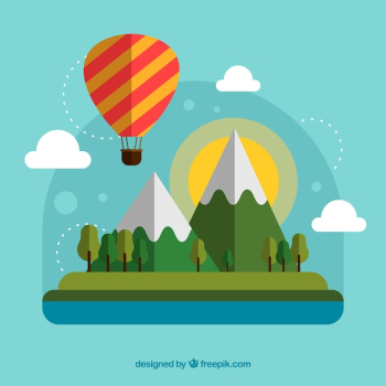 Hot air balloon background with landscape Hot air balloon background with landscape