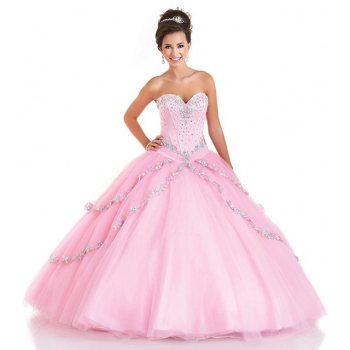 Hot Sale Beaded Top Pink Peach Quinceanera Dresses Vestido De 15 ...