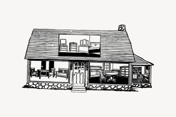 House clipart, vintage illustration vector. | Free Vector Illustration - rawpixel