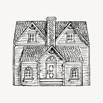House clipart, vintage illustration vector. | Free Vector Illustration - rawpixel
