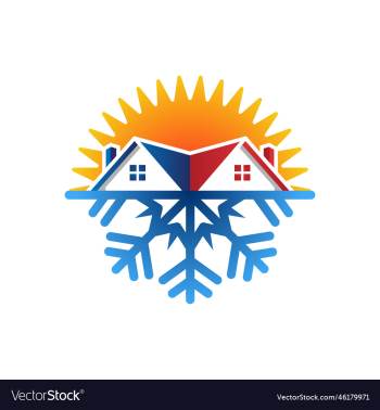 house sun and snowflake symbol heating cooling