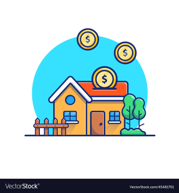 house with gold coin money cartoon