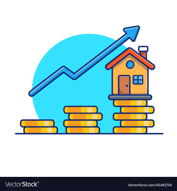 house with gold coin statistic cartoon