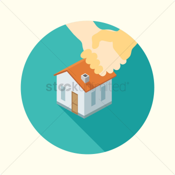 House with people shaking hands House with people shaking hands