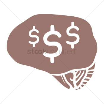 Human brain with dollar symbol Human brain with dollar symbol