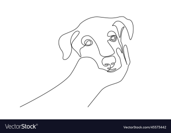 human hand and dog muzzle linear drawing human hand and dog muzzle linear drawing