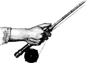 Human Hand Holding Fishing Rod - Hunting vintage illustrations vector