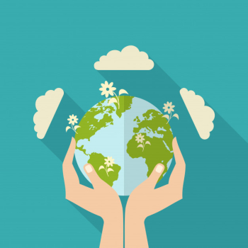 Human hands holding globe Free Vector