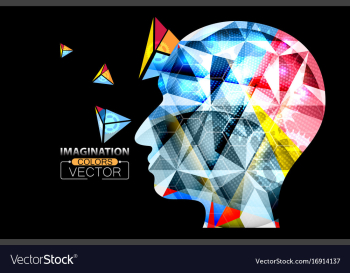 Human head geometric colorful shape vector image Human head geometric colorful shape vector image