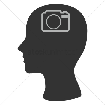 Human head silhouette with a camera Human head silhouette with a camera