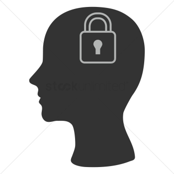 Human head silhouette with a lock Human head silhouette with a lock