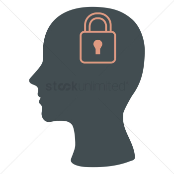 Human head silhouette with a lock Human head silhouette with a lock