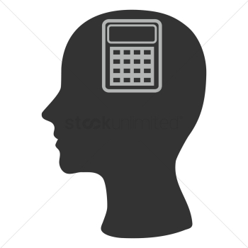 Human head silhouette with calculator Human head silhouette with calculator