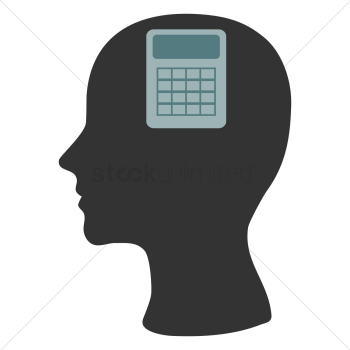 Human head silhouette with calculator Human head silhouette with calculator