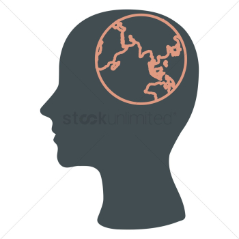 Human head silhouette with globe Human head silhouette with globe