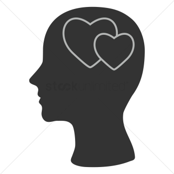 Human head silhouette with hearts Human head silhouette with hearts