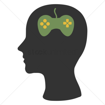 Human head silhouette with joystick Human head silhouette with joystick