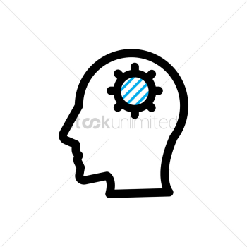 Human head with gear Human head with gear
