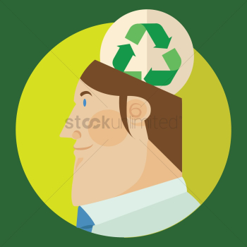 Human head with recycle symbol Human head with recycle symbol