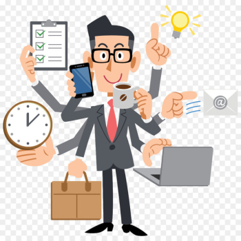 Human multitasking Businessperson Management Project manager - thinking man 