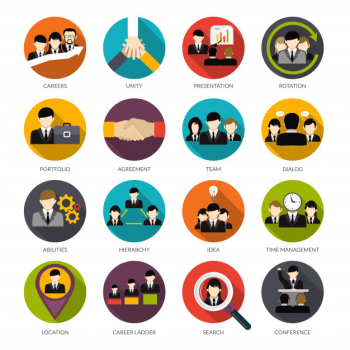Human resources icons set Free Vector