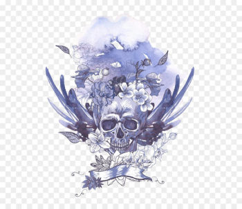 Human skull symbolism Royalty-free - Light blue skull pattern 