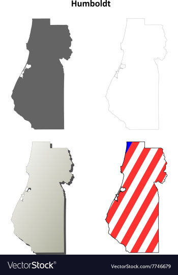 Humboldt County California outline map set vector image Humboldt County California outline map set vector image