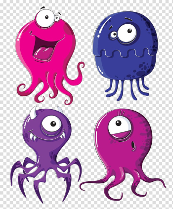 Humour Cartoon Illustration, Purple monster transparent background PNG clipart