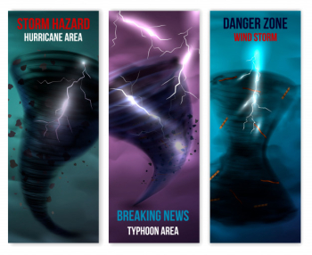 Hurricane vertical banners set Free Vector