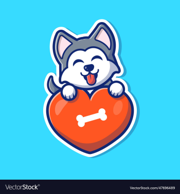 husky dog love cartoon