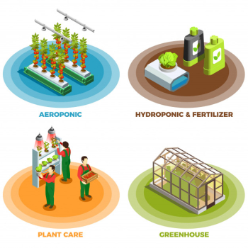 Hydroponic and aeroponic 2x2 design concept Free Vector Hydroponic and aeroponic 2x2 design concept Free Vector