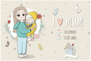 I love mom. Vector illustrations I love mom. Vector illustrations