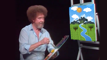 I made a Bob Ross style painting with clipart : HappyTrees